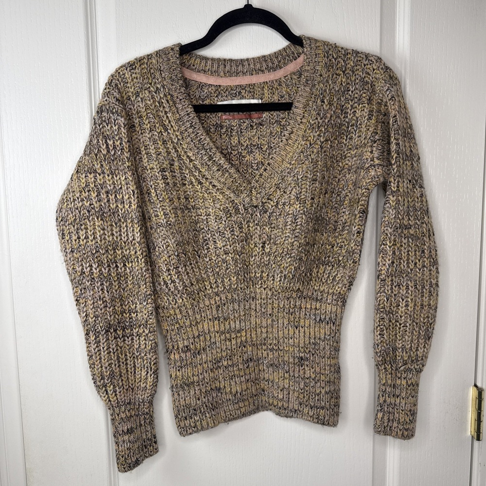 Anthropologie Pilcro Womens XS Marled Multicolor V Neck Sweater Boho